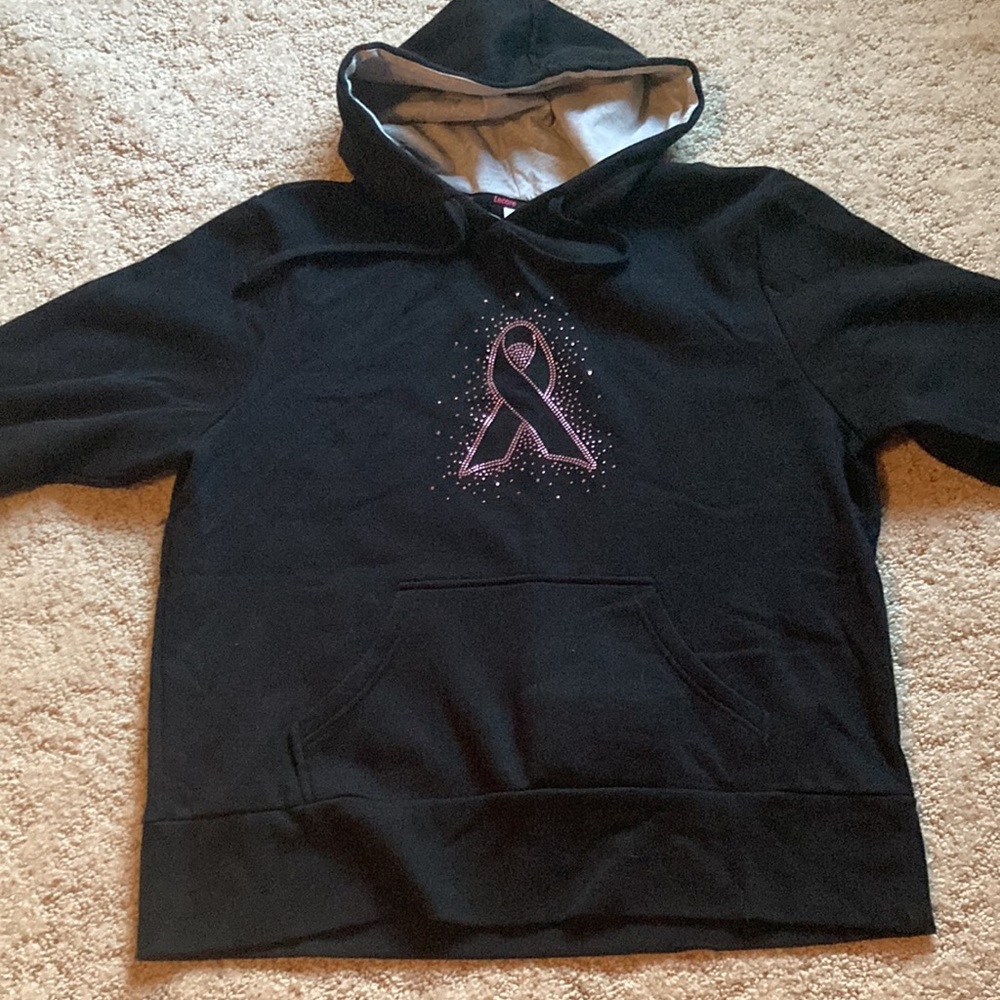 FIGHT BREAST CANCER 💖 Black Hoodie with Bling